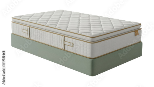 Isolated mattress on a foundation ready for relaxing and rest in bedroom with comfort style