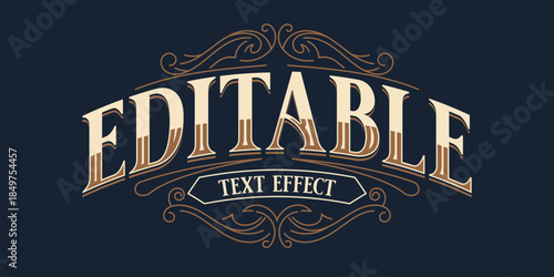Editable Vintage Text Effect with Ornate Western Border