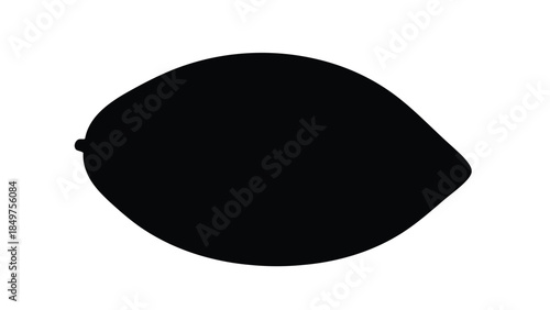 Black silhouette of a lemong shape isolated on white background