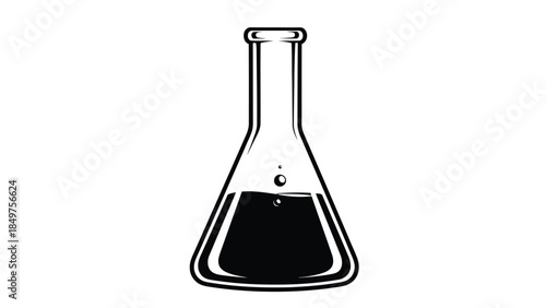 Black silhouette of a conical flask on a isolated on white background