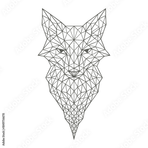 Geometric fox outline with intricate polygonal design and symmetrical lines.
