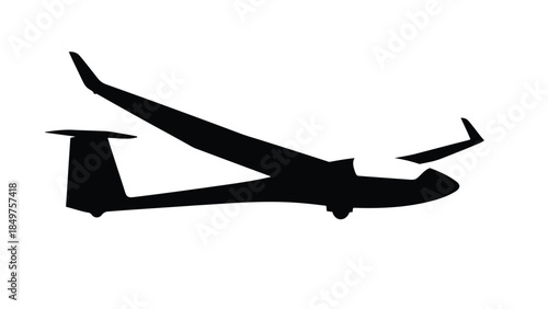 Black silhouette of a large airplane against a isolated on white background