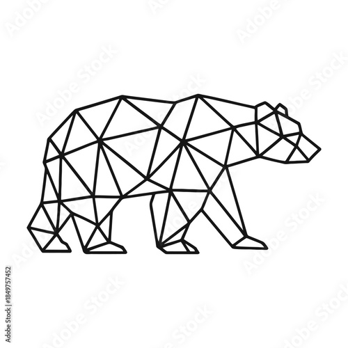 Geometric bear outline: polygonal animal art silhouette in black lines.