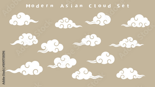 Modern traditional cloud set chinese china japanese korean asian traditional illustrations calligraphy decorations element vector design for background and wallpaper 10
