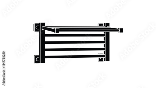 Black heated towel rail flat illustration isolated on white background