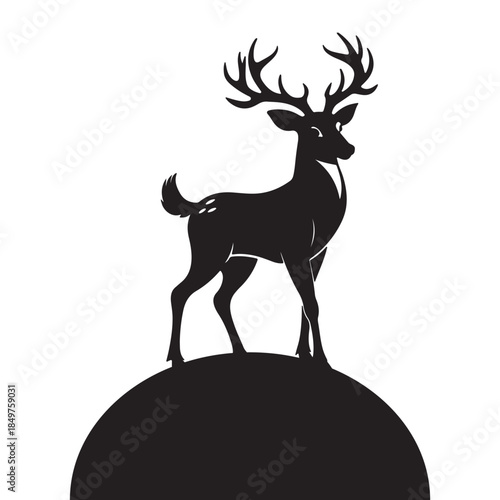 Majestic Stag Reindeer Silhouette with Large Antlers