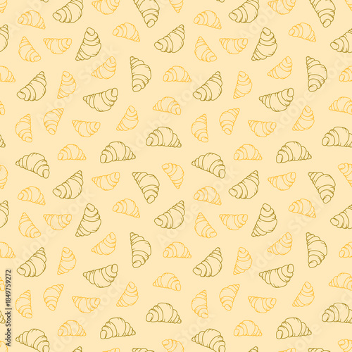 Bread pattern background. seamless pattern of bread. bakery doodle theme pattern. doodle croissant pattern illustration. croissant Vintage sketch style Food pattern For bakery packaging.