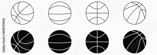 Set of basketball vector. Basketball logo vector. Outline, silhouette and flat vector ball. Basketball icon clipart flat designs. illustration vectors. Basketball line art and filled icon vector set