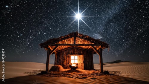 Desert hut night sky star milky way sand starry sky bright star warm light rustic wooden cabin evokes calm wonder warm solitude