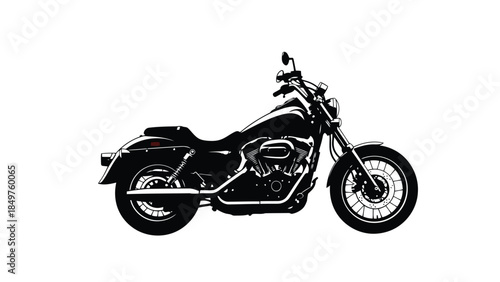 Black silhouette of a motorcycle against a isolated on white background