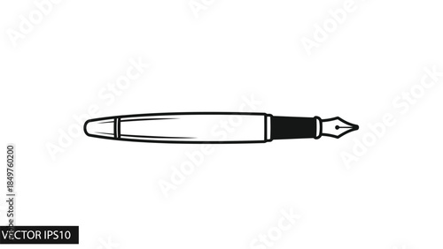 Flat vector drawing of a fountain pen isolated on white background