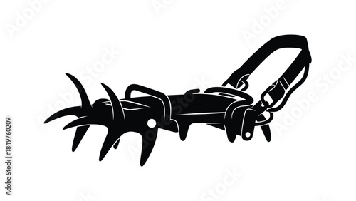 Black silhouette of a spiked flogging whip on a isolated on white background