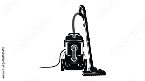 Black silhouette of a vacuum cleaner on a isolated on white background