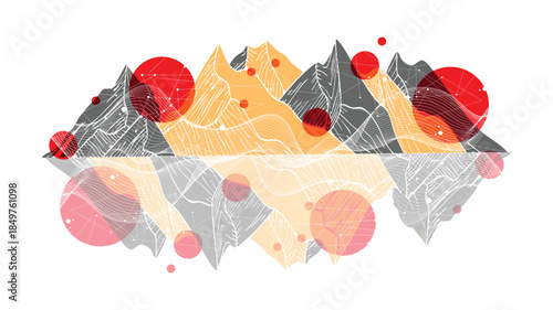 abstract digital art with dynamic curves line. Abstract wireframe background. Modern science art elements. composition with wireframe art elements Vector science elements