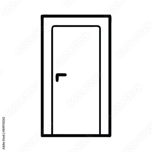 Simple black and white outline icon representing an interior door with a lever handle for access
