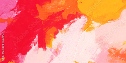 Abstract Orange and Yellow Painting, subject positioned on the left side, Multicolored art background on canvas.  Orange thick paint texture banner design, Abstract yellow painting background.