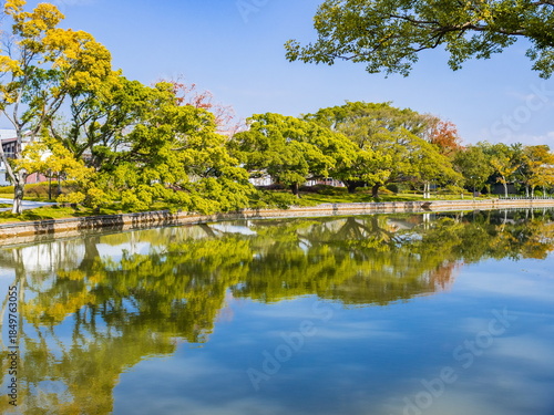 Autumn landscape of a Chinese park. China. Wenzhou.