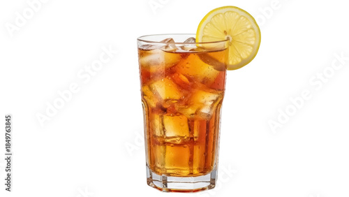 Принти на полотні Isolated full glass of iced tea with a lemon slice