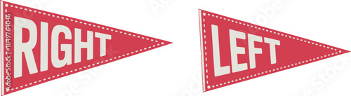 right and left navigation Retro directional pennant signs vector