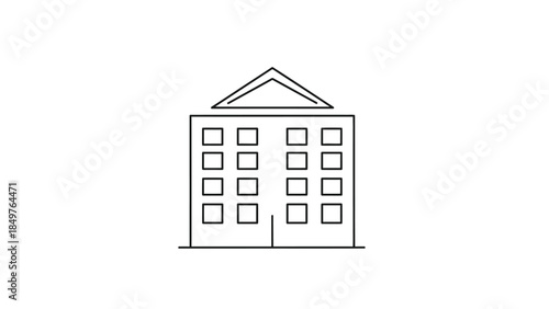 Simple black line art icon representing a classic government building or financial institution with a pediment roof structure