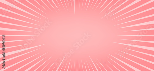 Manga comic book background with white radial speed lines on a light pink backdrop