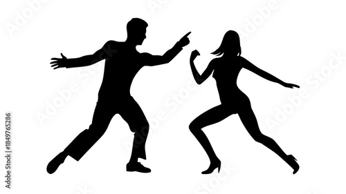 Dancer male and female silhouettes .vector icon

