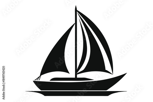 sailboat silhouette line art vector illustration