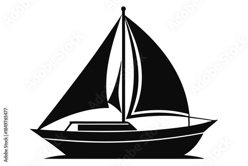 sailboat silhouette line art vector illustration