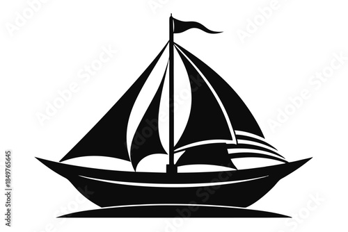 sailboat silhouette line art vector illustration