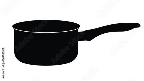 Black silhouette of a saucepan with handle isolated on white background