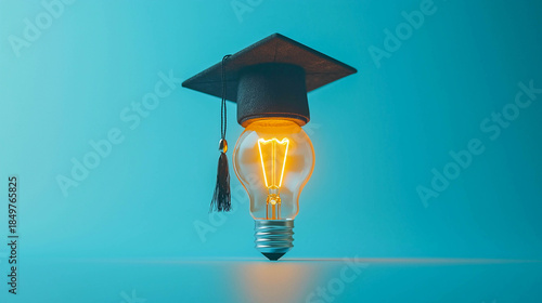An electric lamp with a small black cap with a tassel on top, which is associated with graduation and studying.