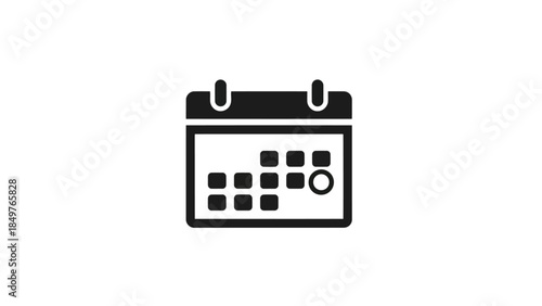 Minimalist black calendar icon symbol flat design isolated on white background