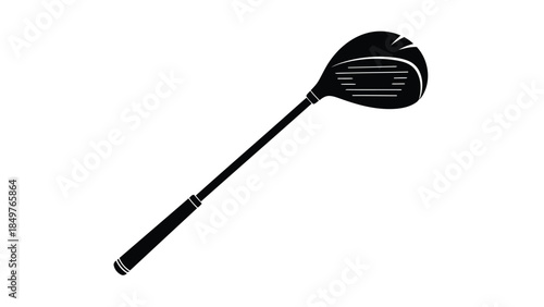 Black golf club head silhouette isolated on white background