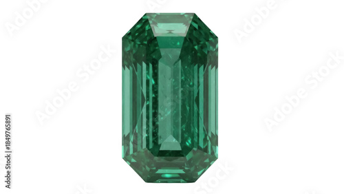 Cuadro en lienzo Isolated emerald gemstone jewel with green color and elegant shape cut and no ba