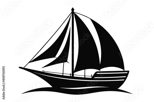 sailboat silhouette line art vector illustration