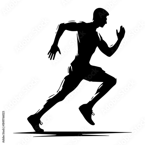 Silhouette of a Male Runner in Full Sprint Motion
