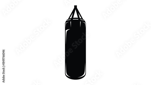 Black punching bag silhouette isolated on white background