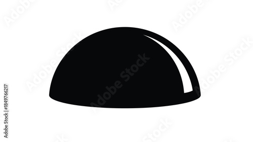 Black glossy dome shape silhouette isolated on white background