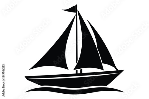 sailboat silhouette line art vector illustration