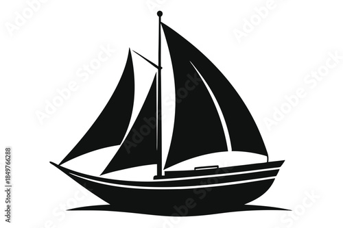 sailboat silhouette line art vector illustration