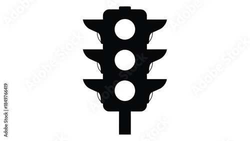 Black silhouette of a traffic light on a isolated on white background
