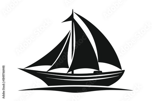 sailboat silhouette line art vector illustration