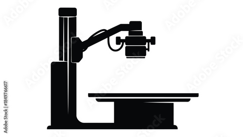 Black silhouette of a microscope on a isolated on white background