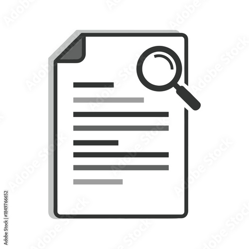 Document analysis with magnifying glass icon