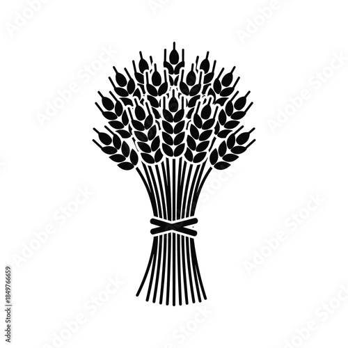 Black silhouette of wheat bundle