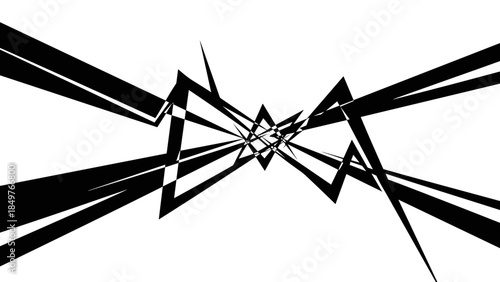 Abstract Black Geometric Shapes with Sharp Edges.