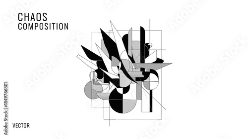 Abstract Black and White Geometric Shapes.
