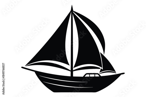 sailboat silhouette line art vector illustration