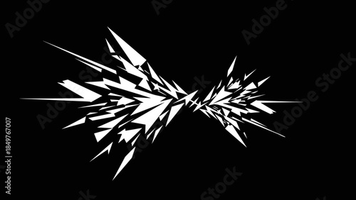 Abstract White Shards on Black Background.