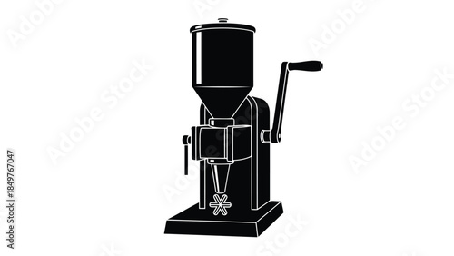 Black silhouette of a coffee grinder on a isolated on white background